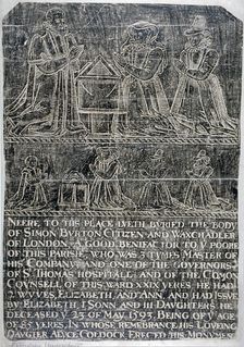 Brass rubbing from the Church of St Andrew Undershaft, Leadenhall Street, London, c1820. Artist: Anon