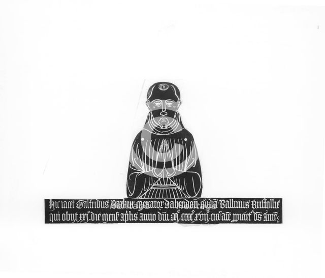 Brass rubbing of a monument to Geoffrey Barbour, from St Helens Church, Abingdon, c1860-c1922. Artist: Henry Taunt