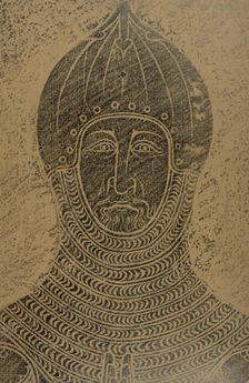 Brass rubbing of a knight in armour, 1949. Creator: John Woodcock