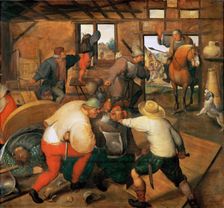 Brawl between soldiers and peasants