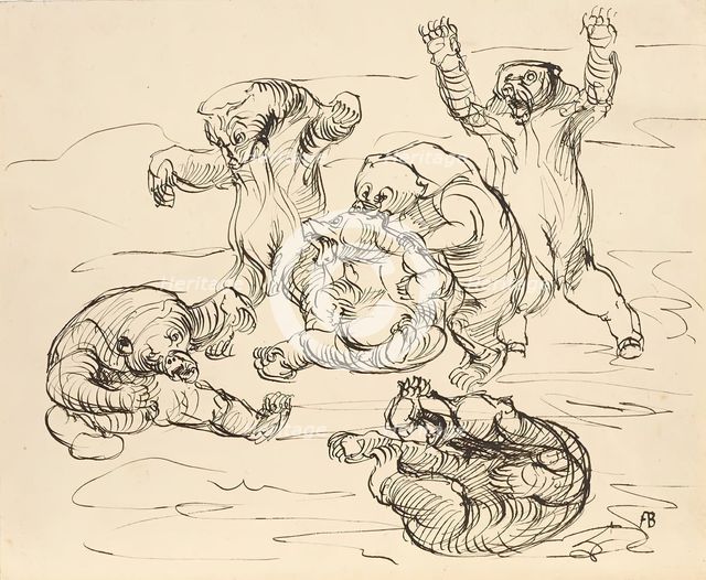 Brawling bears, 1909. Creator: Franz Barwig the Elder.