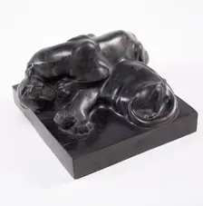 Brawling sunda panthers, 1906/1907. Creator: Franz Barwig the Elder