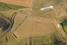 Bratton Castle, a bivallate Iron Age hillfort earthwork, a Neolithic..., Westbury, Wiltshire, 2022. Creator: Damian Grady