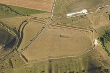 Bratton Castle, a bivallate Iron Age hillfort earthwork, a Neolithic..., Westbury, Wiltshire, 2022. Creator: Damian Grady