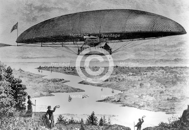 Braun's electrodynamic airship, 1887. Creator: Unknown.