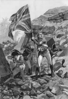 Brave conduct of sergeant Graham, Battle of Seringapatam 1894.Artist: Richard Caton Woodville II