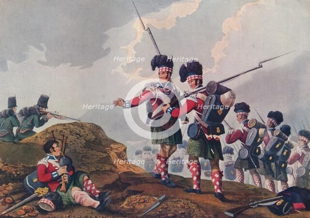 'Bravery of a Piper of the 11th Highland Regiment, at the Battle of Vimiera', c1820 (1909). Artist: Clark & Dubourg.