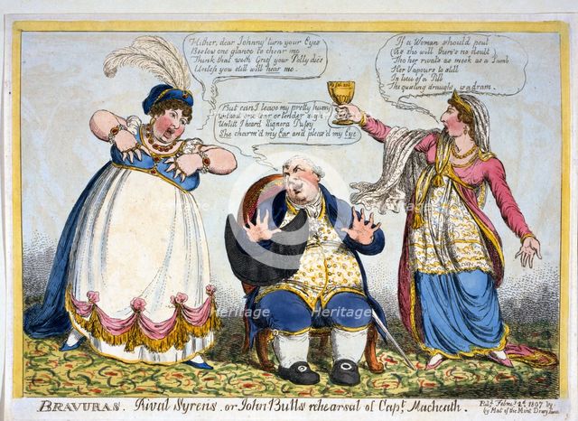 Bravuras.  Rival Syrens or John Bull's rehearsal of Capt. Macheath, 1807.