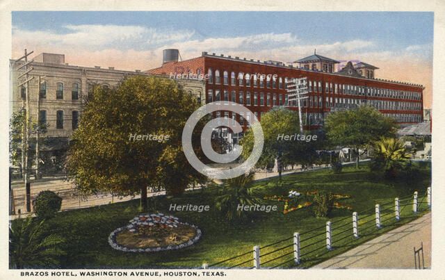 Brazos Hotel, Washington Avenue, Houston, Texas, USA, 1909. Artist: Unknown
