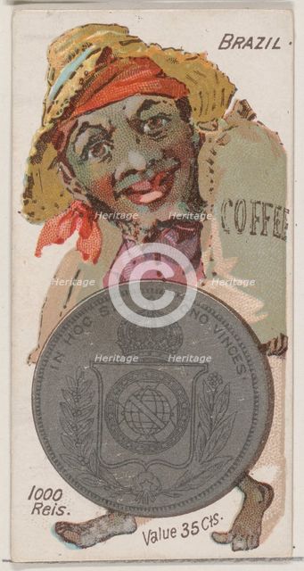 Brazil, 1000 Reis, from the series Coins of All Nations (N72, variation 1) for Duke brand ..., 1889. Creator: Unknown.