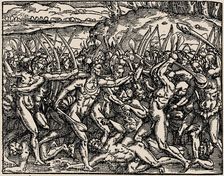 Brazil. As savages make war against each other... From Cosmografia universal by André Thevet, 1558. Creator: Bry, Theodor de (1528-1598)