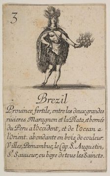 Brazil, from Game of Geography (Jeu de la Géographie), 1644. Creator: Stefano della Bella