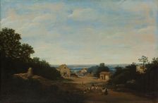 Brazilian landscape with the village of Igaraçú. To the left the church of Sts Cosmas and Damian, 16 Creator: Frans Post