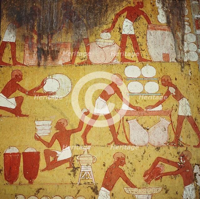 Bread making. From the tomb of Kenamun, Sheikh Abd el-Qurna, 1550-1295 BC. Creator: Ancient Egypt.