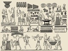 Bread making. From the tomb of Pharaoh Ramesses III in the Valley of the Kings, 1837. Creator: Wilkinson, Sir John Gardner (1797-1875)