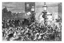 Bread riots at the entrance to the House of Commons, Westminster, London, 1815 (c1895)