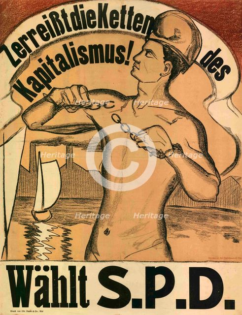 Break the chains of capitalism! Vote S.P.D., 1919. Creator: Anonymous.