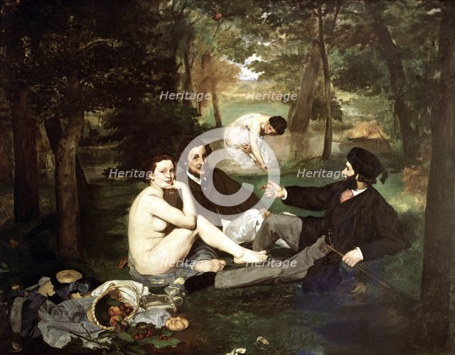  'Breakfast on the Grass', 1863, oil Painting by Edouard Manet.