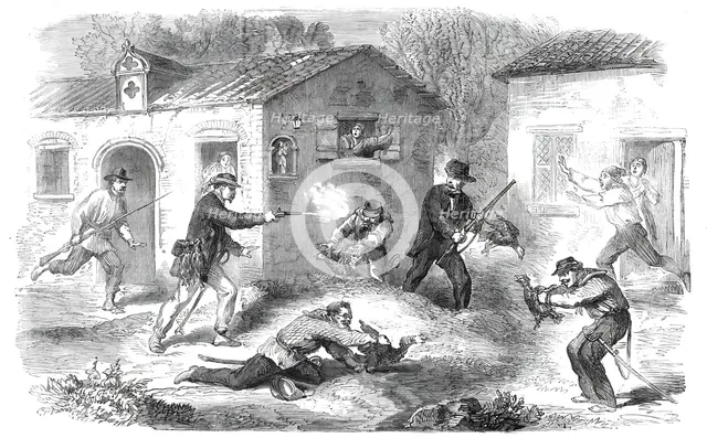 Breakfast-hunting at Roccapalumba, a Sicilian village - from a sketch by our special artist, 1860. Creator: Unknown.