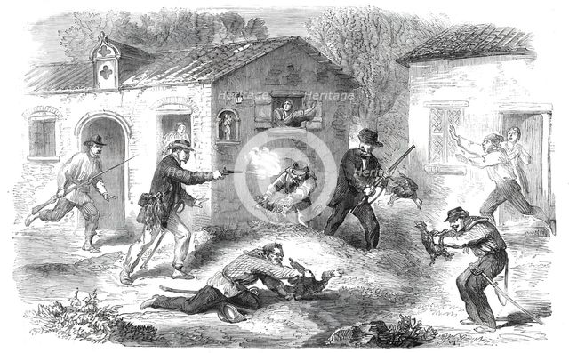 Breakfast-hunting at Roccapalumba, a Sicilian village - from a sketch by our special artist, 1860. Creator: Unknown.