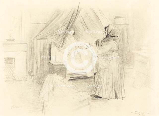 Breakfast (horizontal plate), 1895. Creator: Jean Louis Forain.