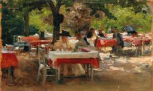 Breakfast in Karlovy Vary, 1895. Creator: Wisinger-Florian, Olga (1844-1926)