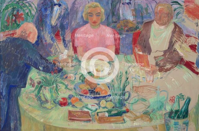 Breakfast table; unfinished. Creator: Hjalmar Hagelstam.