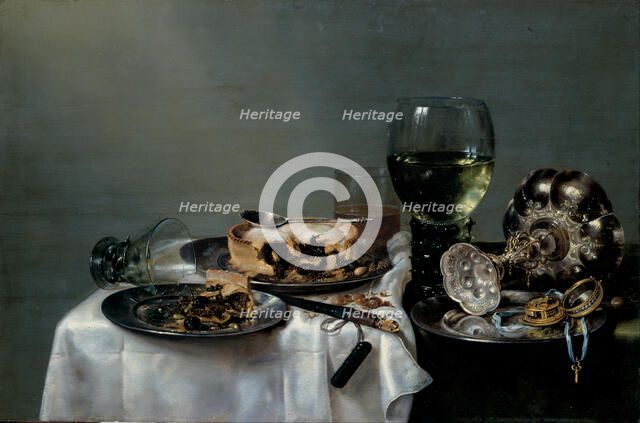 Breakfast Table with Blackberry Pie, 1631. Artist: Heda, Willem Claesz (1594-1680)