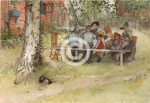 Breakfast under the Big Birch. From A Home (26 watercolours), c19th century. Creator: Carl Larsson.
