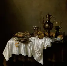 Breakfast with a Lobster Dutch painting of 17th century. Artist: Willem Claesz Heda