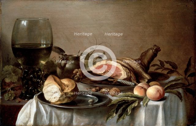 'Breakfast with Ham', 1647.  Artist: Pieter Claesz