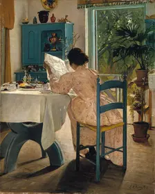 Breakfast with the Morning Newspaper 1898. Artist: Laurits Andersen Ring
