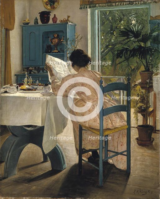 'Breakfast with the Morning Newspaper', 1898.  Artist: Laurits Andersen Ring