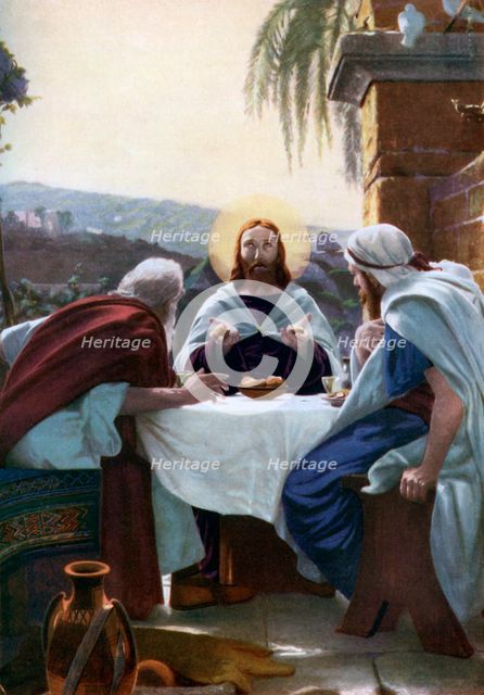 Breaking of Bread at Emmaus, 1926. Artist: Unknown