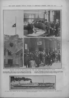 Breaking the News of the Titanic's Loss and RMS Virginian April 20, 1912. Creator: Unknown