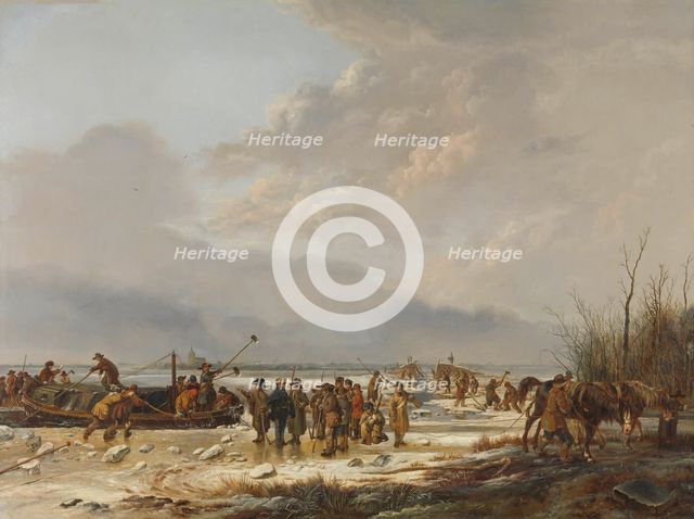 Breaking the Ice on the Karnemelksloot, Naarden, January 1814, 1814-1815. Creator: Pieter Gerardus van Os.