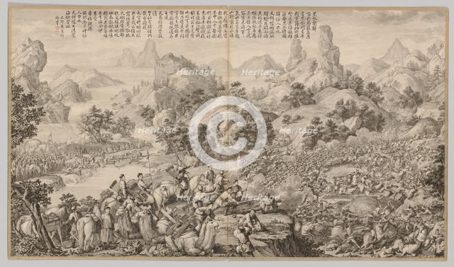 Breaking Through the Siege at Hesui: from Battle Scenes of the Quelling of Rebellions..., c. 1765-17 Creator: Giuseppe Castiglione (Italian, 1688-1766).