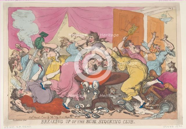 Breaking Up of the Blue Stocking Club, March 1, 1815., March 1, 1815. Creator: Thomas Rowlandson.