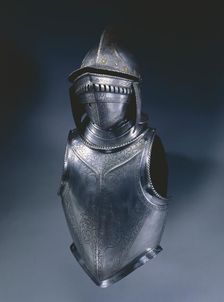 Breastplate with Etched Bands of Trophies and Medallions, c. 1550 - 1600. Creator: Unknown
