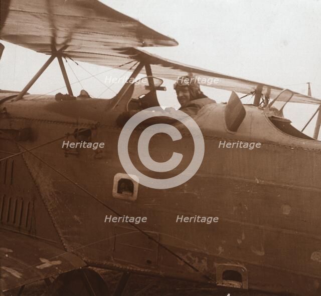 Breguet biplane taking off, c1914-c1918. Artist: Unknown.