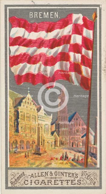 Bremen, from the City Flags series (N6) for Allen & Ginter Cigarettes Brands, 1887. Creator: Allen & Ginter.