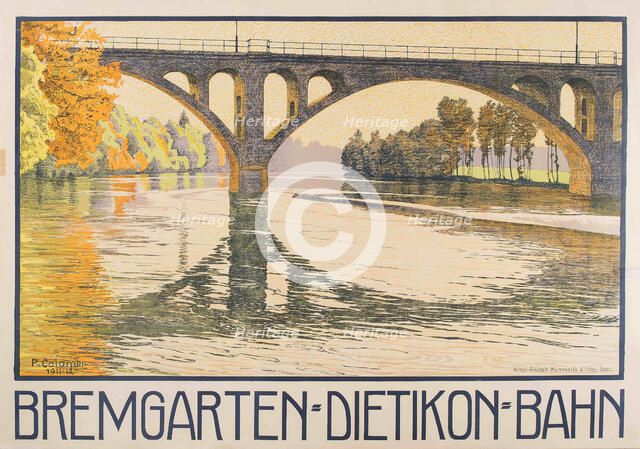 Bremgarten-Dietikon railway line, 1911-1912. Creator: Colombi, Plinio (1873-1951).