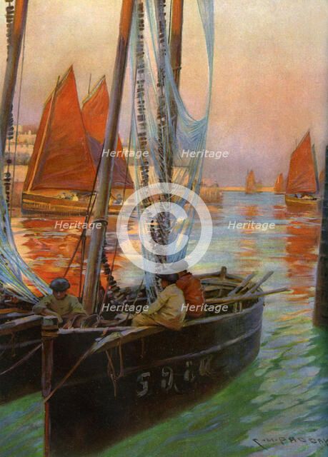 'Brest Fishing Boats', 1907.  Artist: Charles Padday