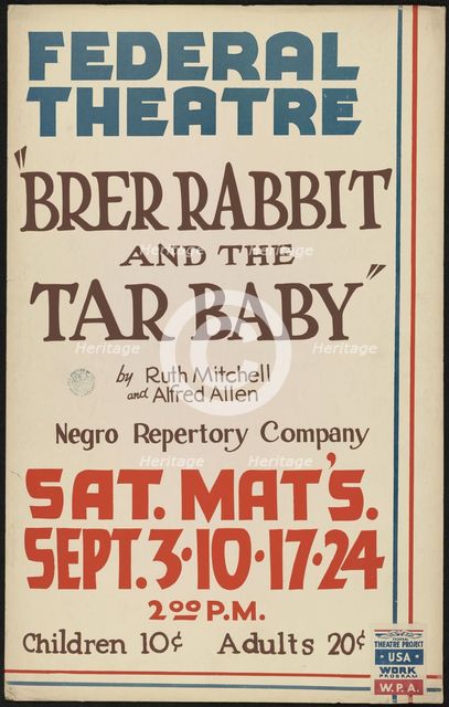 Brer Rabbit and the Tar Baby, [193-]. Creator: Unknown.