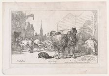 Brewers Drays, from A New Book of Horses and Carriages, 1784., 1784. Creator: Thomas Rowlandson