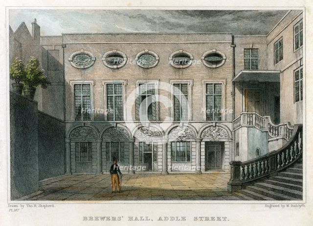 Brewers' Hall, Addle Street, City of London, 1831.Artist: William Radclyffe