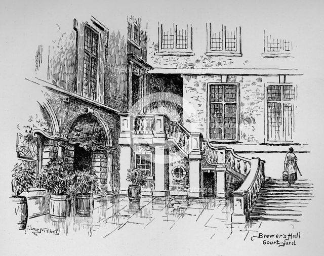 'Brewers' Hall Courtyard', 1890. Artist: Hume Nisbet.