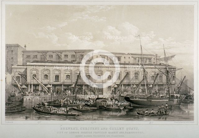 Brewer's Quay, Chester Quay and Galley Quay, Lower Thames Street, City of London, 1846. Artist: F Bedford