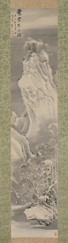 Brewing Tea in a Snow-Covered Hut, 1791. Creator: Tani Buncho