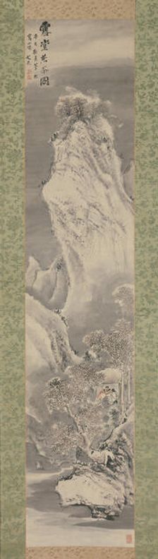 Brewing Tea in a Snow-Covered Hut, 1791. Creator: Tani Buncho